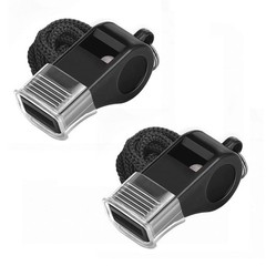 Pipe, 2 Piece Plastic Whistle Sport Pipes with Lanyard Black P…