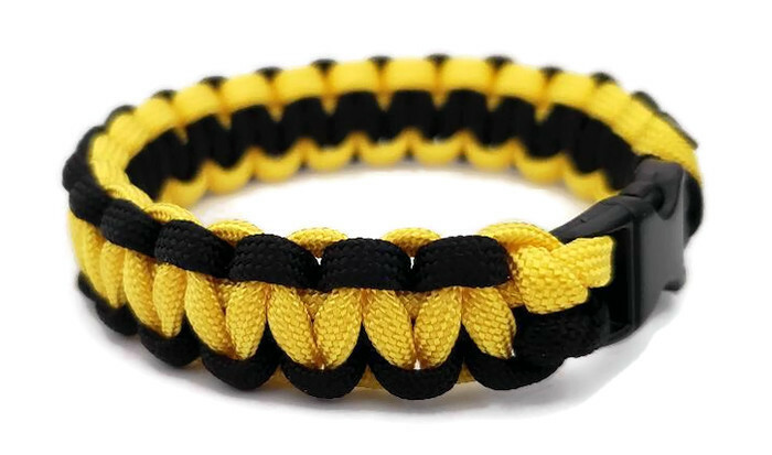 Paracord Bracelet 550 Two-Tone Black/Yellow Survival Tactical 3/8″ Buckle
