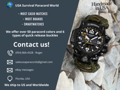 20 22 mm Black Colorful Lines Adjustable Survival Paracord Watch Band