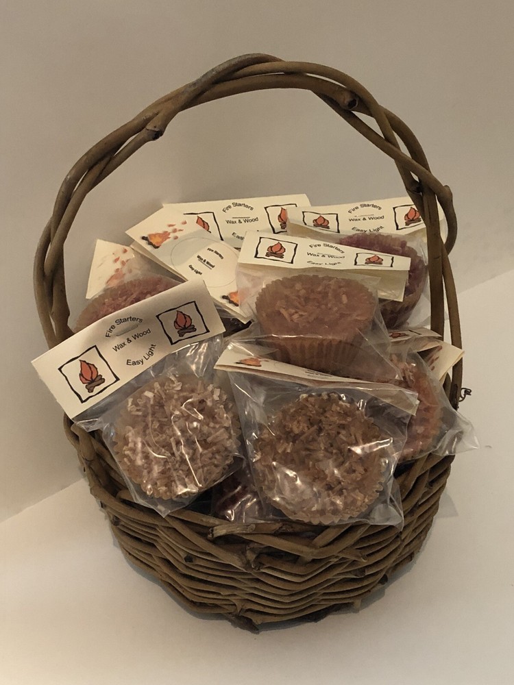 20 Fire Starters Handmade Wax & Wood , for campfire, woodstove, fireplace Scent