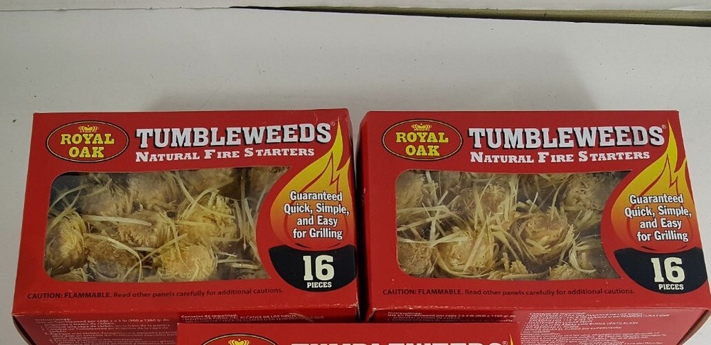 Lot Of 4 Royal Oak Tumbleweeds Natural Fire Starters ( 16 Pieces each. 64 total)