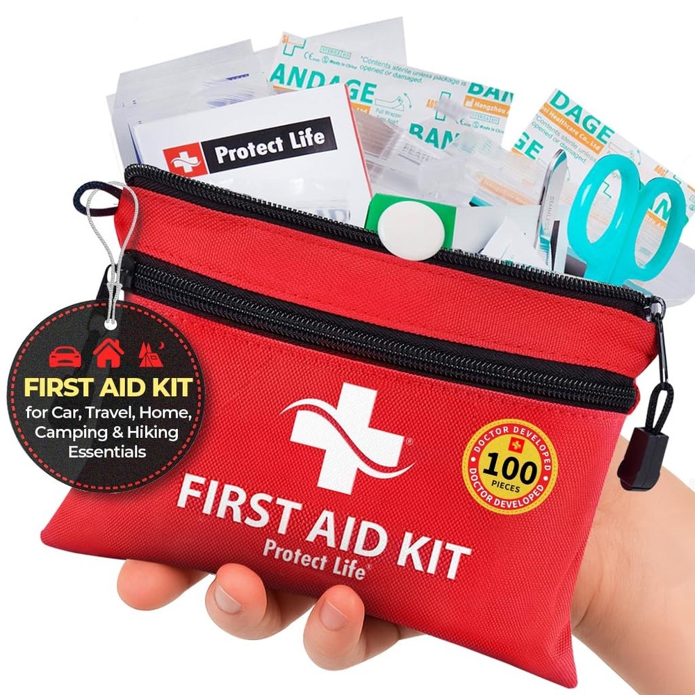Protect Life 100 Piece Waterproof First Aid Kit for Car, Home, Camping, Boat