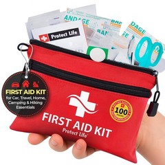 Protect Life 100 Piece Waterproof First Aid Kit for Car, Home, Camping, Boat