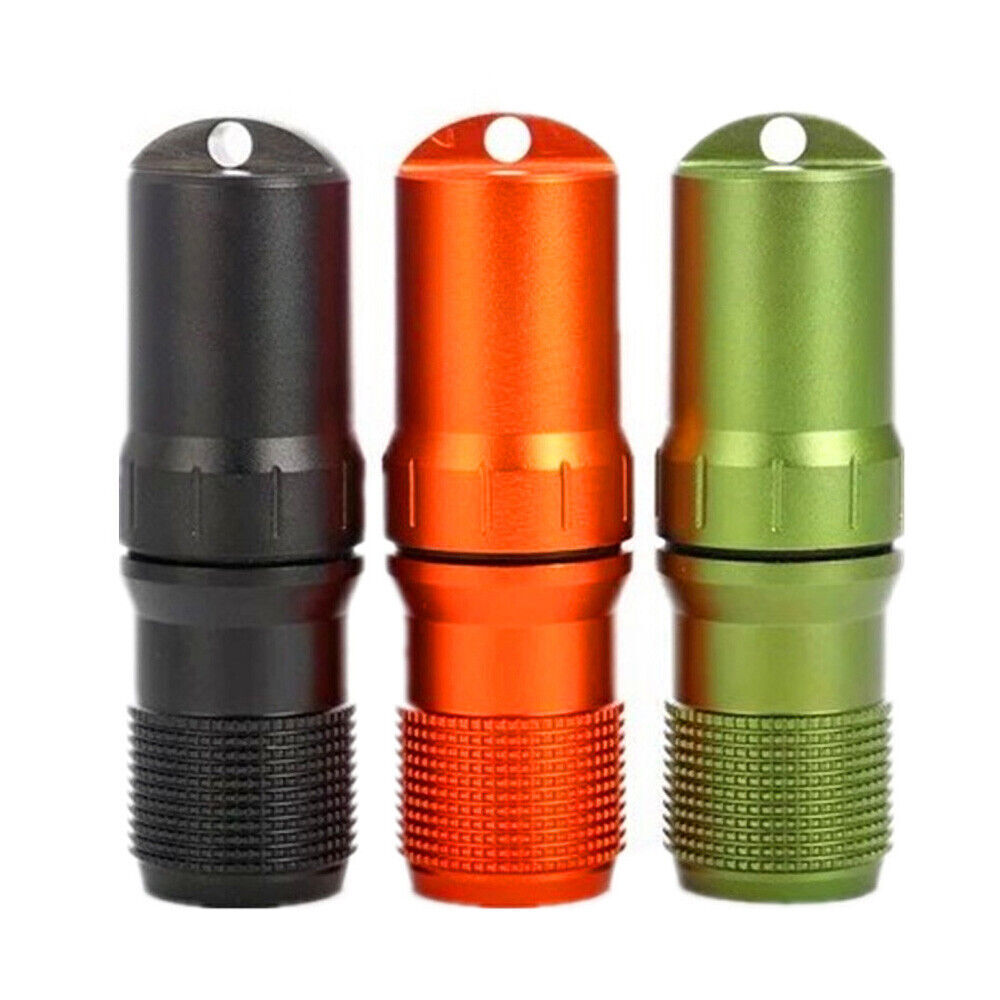 Aluminum EDC Survival Pill Match Case Box Container Keychain Set Outdoor Hunting