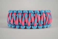 550 Paracord Survival Bracelet King Cobra Blue/Pink/Cotton Candy Made in the US
