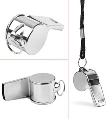 24-Pack Stainless Steel Whistles with Lanyards – Loud, Clear Sound for Coaches,