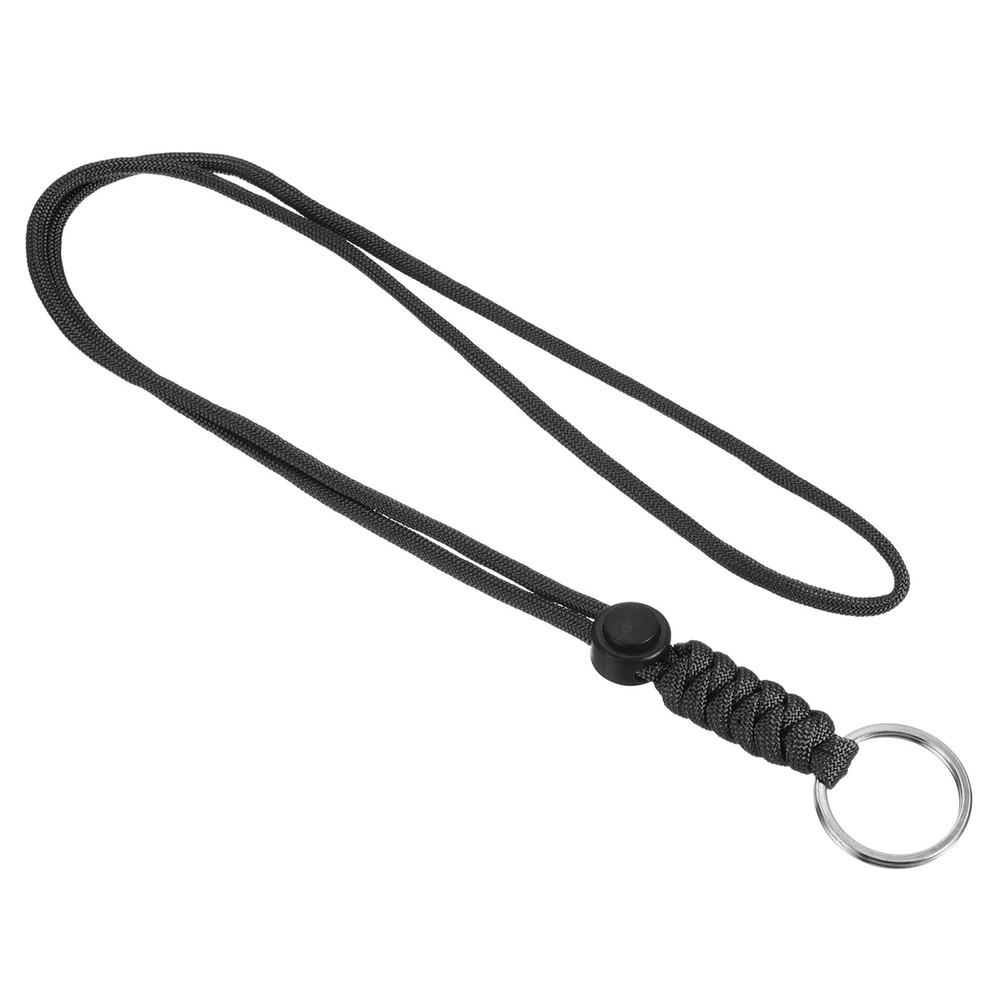 18″ Paracord Lanyard with Keyring Necklace Cord Badge Holder Straps Black