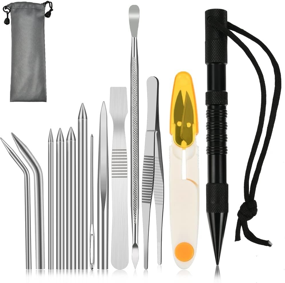 14Pcs Paracord Stitching Set Stainless Steel Lacing Needles FID Knotter Tools