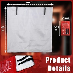 40″x40″ Fire Blanket for Home/Kitchen, Quick-Pull, No Mess