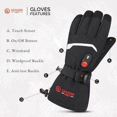 Savior Heat Heated Gloves Electric Rechargeable Battery Men Women 7.4V Heating