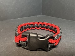 550 Paracord Survival Bracelet – Redline Recon – Fits 7” Black Red
