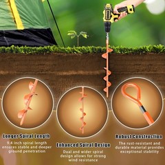 Eazy2hD 6 Pack Tent Stakes Heavy Duty, 15 Inch Ground Anchors Screw Orange