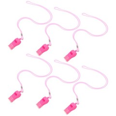 6 Pcs Plastic Whistle Pink Loud Sports with Lanyard Colored for Coaches