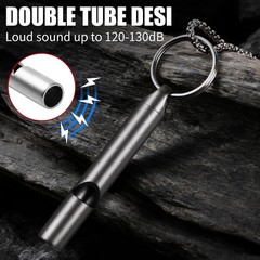 Titanium Emergency Whistle, Gray, 2 Inches Length, 120db Loud Safety Whistle