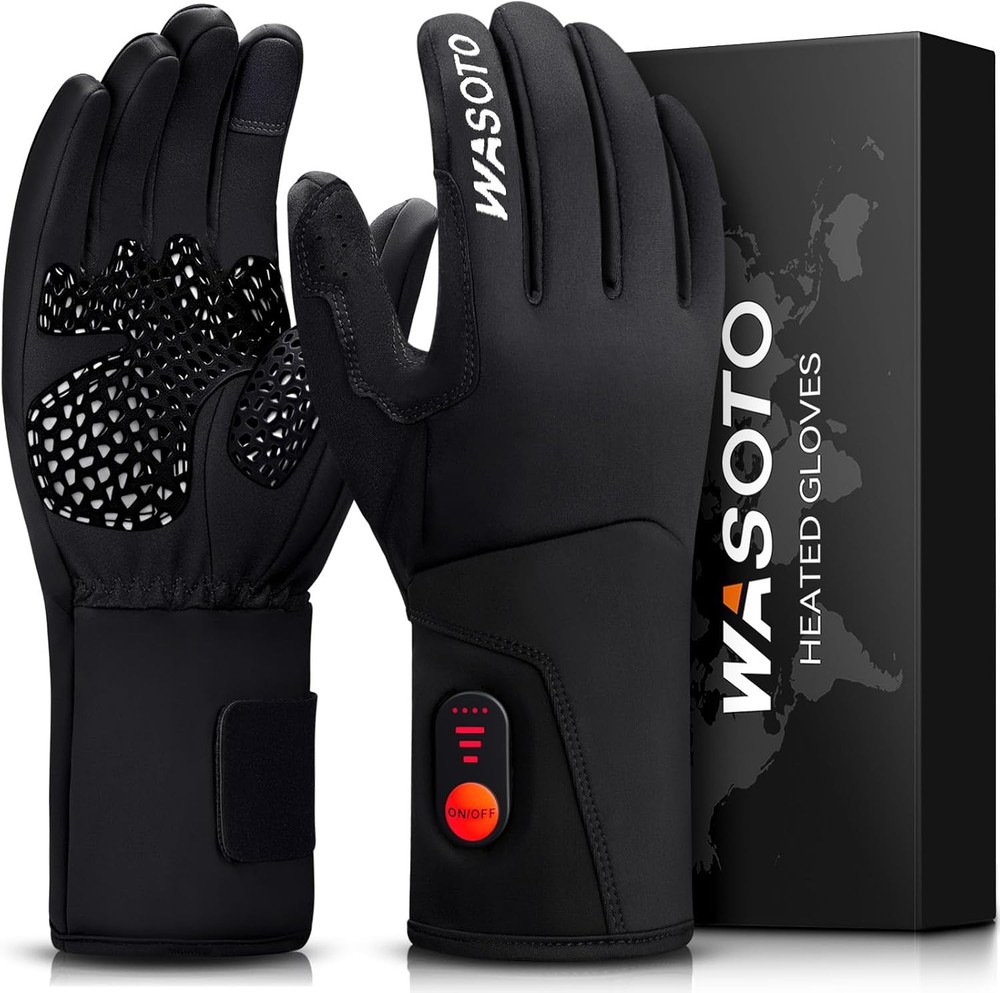 WASOTO Heated Gloves Men Women 7.4V Rechargeable Touchscreen Large BLACK