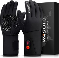 WASOTO Heated Gloves Men Women 7.4V Rechargeable Touchscreen Large BLACK