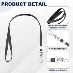 25Pcs 17.3″ Nylon Flat Lanyard with Clasp for Keys, Black