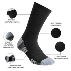 JOYNÉE 8 Pair Mens Thick Cushioned Athletic Crew Socks Large, Black (8 Pairs)