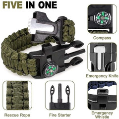 3x Paracord Bracelet Waterproof Outdoor Adjustable Survival emergency Knife Kit
