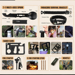 Survival Kit 250 Pieces with First Aid Gear Molle System Bag Emergency Tent for
