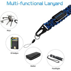 Thin Blue Line Paracord Keychain Neck Lanyard for Keys with Cool USA Flag Men