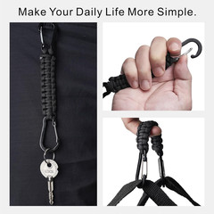 Paracord Keychain with Carabiner Clips 3 Pack, Small Carabiner Clip D Ring Lanya