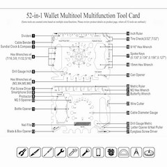 52 in 1 Slim Minimalist Survival Card Wallet Tool Card, Credit Card Size
