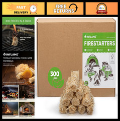 300 pcs Fire Starters for Campfires, BBQ, Grill, Fireplace – Waterproof & Natura