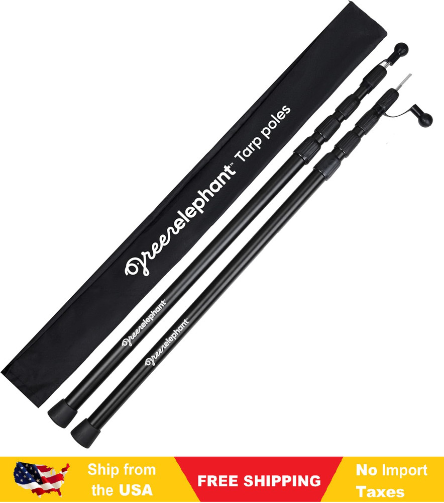Green Elephant Camping Tarp Poles – Extends 8ft 2.8 in, Shrinks to 2ft 9.5 in.