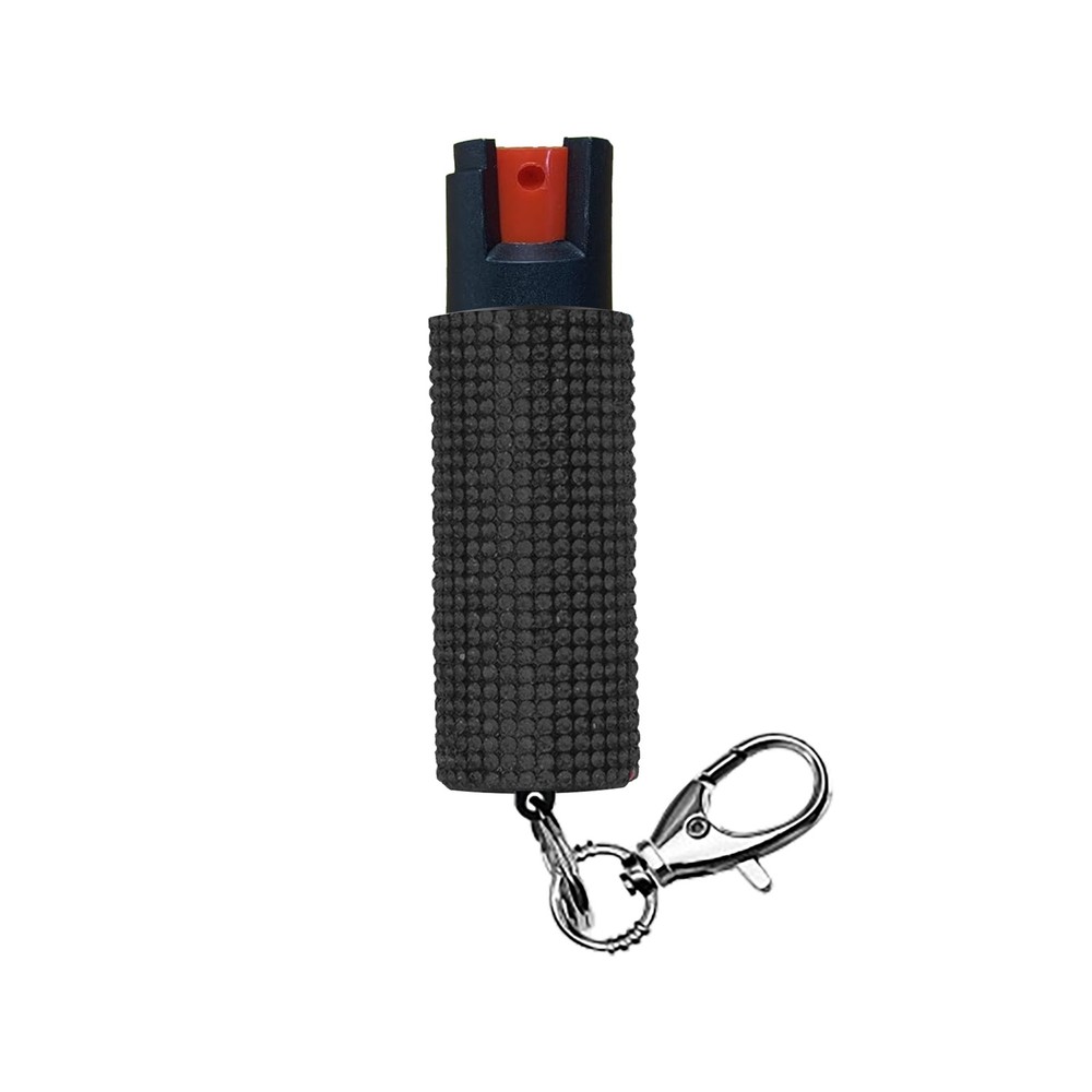 Advanced Pepper Spray Keychain – Rhinestone Design,Black Purple Red