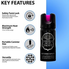 POLICE MAGNUM Hot Pink 2 Pack 2oz OC-17 Pepper Spray Self Defense Protection