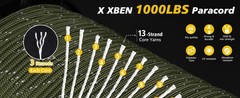 Paracord Reflective 1000lb, 50/100/200/500/1000ft 4mm, 13 Strand Parachute Spool
