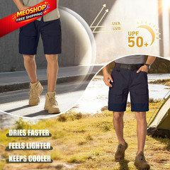 Mens Cargo Tactical Shorts Hiking BDU Wear Resistant Rip Stop 40, Navy Blue