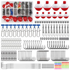220pcs Fishing Hooks Bobbers Tackle Kit Beginners Equipment Includes Red