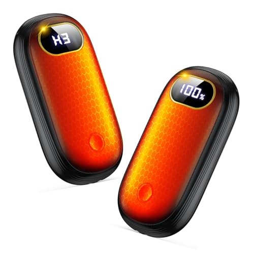 Electric Hand Warmers Rechargeable with Power Bank, LED Display, 2 Pack_Black