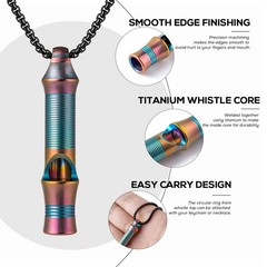 Titanium Emergency Whistle Loud Survival EDC Necklace 120db Camping Hiking