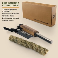 Jumbo Magnesium & Ferro Rod Combo + Jumbo Fire Rope