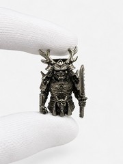 Skeleton Samurai Lanyard Bead White Brass EDC Paracord Knife Charm Pendant