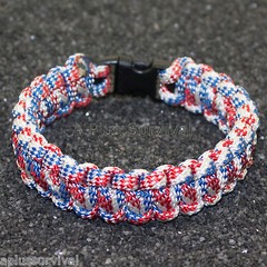 Red White Blue 550 lb Type III Paracord – Survival Rope Bracelet Made in USA