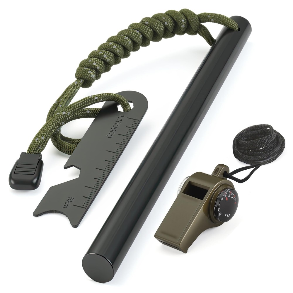 Daco Min 6″ x 1/2″ Drilled Ferro Rod Fire Starter Kit – Large black