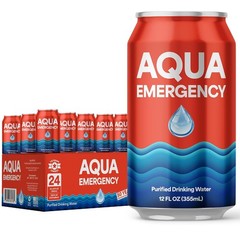 Aqua Emergency Water – 24 Pack, 12 Fl Oz, 50-Year Life, Eco-Friendly, USA Made