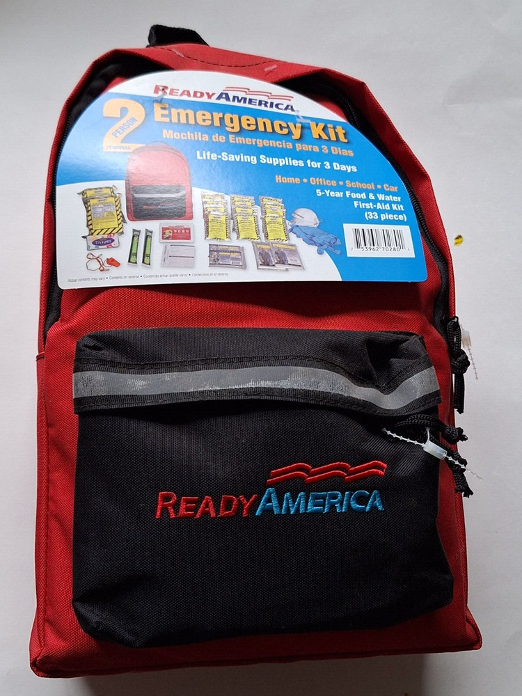 Ready America, 2 Person Emergency Kit,Red, expiration 8/26