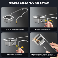 Single Flint Striker Spark Lighter, 2PCS Flint Torch Igniter with 20 Extra Flin