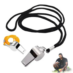 Whistle Referee Football Sports Metal Silver Rope Keyring School Rugby (Pack 2)