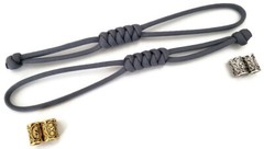 Paracord Lanyard/Keychain 550 (Charcoal) Nordic Runes – 3 Variations (2 Pack)