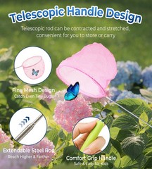 Landing Net Kids, 3 Piece Telescopic Butterfly Net with Collapsible Bucket, Aus…