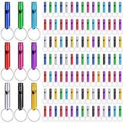 120 PCS Whistles Aluminum Survival Whistle with Keychain Alarm Loud Sound Stu…