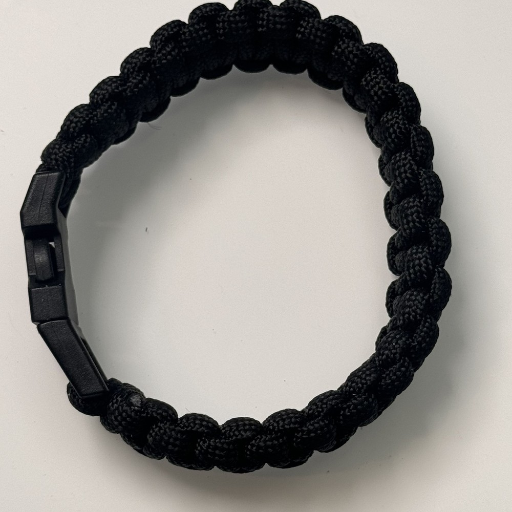 Paracord Bracelet 550 Black Tactical 3/8″ Buckle (Black) Hand Made