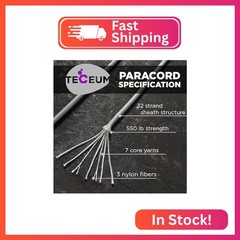 TECEUM Paracord Rope Type III 550 – Tactical MIL-SPEC – Outdoor para Cord