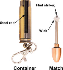 Permanent Match Bullet Metal Keychain Fire Starter Lighter | Quick Clip Reusable